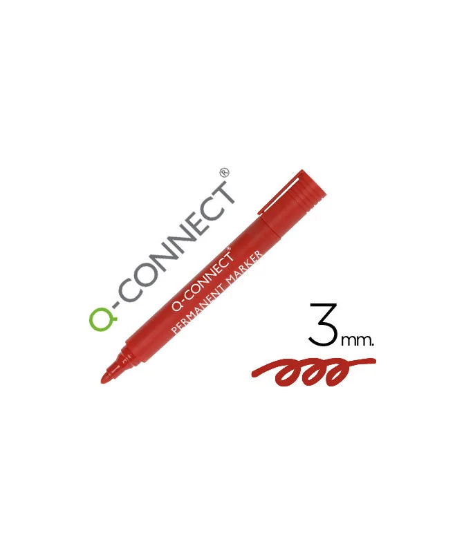 Marcador Q-Connect Permanente Vermelho Ponta Redonda 3mm