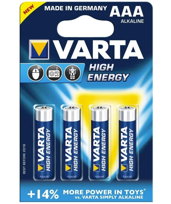 Blister 4 Pilhas Alcalina Varta High Energy 1.5V 4903 AAA