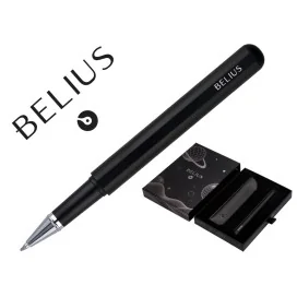 Conjunto Estojo Imitação Pele e Caneta Roller Belius Space B Preto em Caixa Design