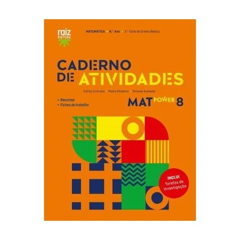 9789897445200 - MatPower 8 - Matemática - 8.º ano - Caderno de Atividades / Tarefas de Investigação