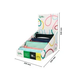 Expositor C/ 18 Estojos Escolares Liderpapel Planos Estreitos C/ Fecho 200x60mm Cores Sortidas