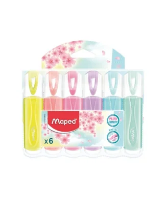 Estojo c/6 Marcadores Fluo Peps Pastel Maped 742558 Cores Sortidas