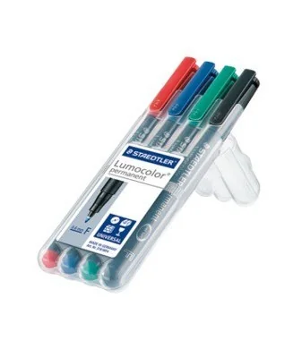 Estojo com 4 Marcadores Staedtler Lumocolor para Acetato Ponta Fina 318-WP4