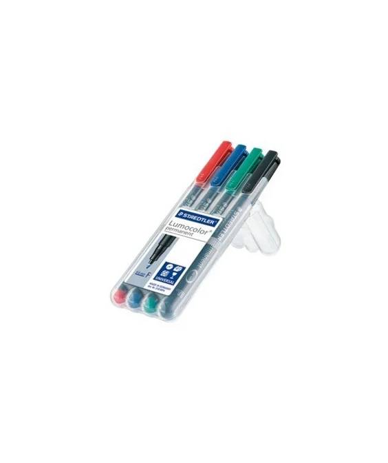 Estojo com 4 Marcadores Staedtler Lumocolor para Acetato Ponta Fina 318-WP4