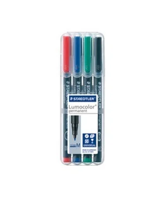 Estojo com 4 Marcadores Staedtler Lumocolor para Acetato Ponta Média 317-WP4