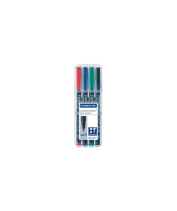 Estojo com 4 Marcadores Staedtler Lumocolor para Acetato Ponta Média 317-WP4