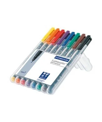 Estojo com 8 Marcadores Staedtler Lumocolor para Acetato Ponta Fina 318-WP8