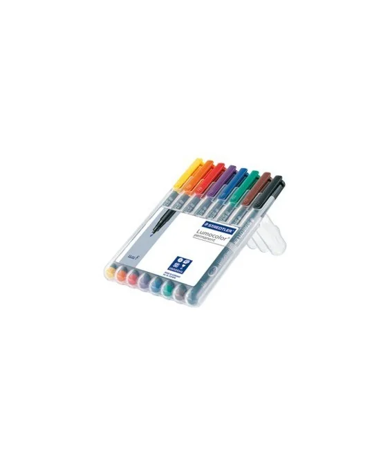 Estojo com 8 Marcadores Staedtler Lumocolor para Acetato Ponta Fina 318-WP8