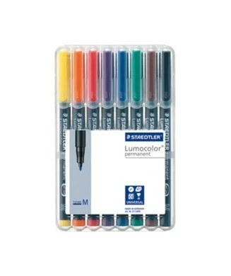 Estojo com 8 Marcadores Staedtler Lumocolor para Acetato Ponta Média 317-WP8