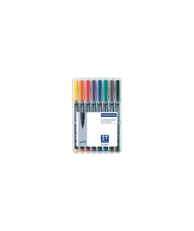 Estojo com 8 Marcadores Staedtler Lumocolor para Acetato Ponta Média 317-WP8