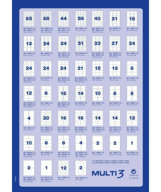 Etiquetas Adesivas Computador A4 Multi3 63.5 x 72mm 10493