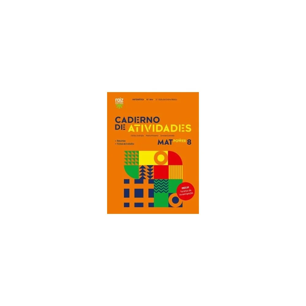 9789897445200 - MatPower 8 - Matemática - Caderno de Atividades / Tarefas de Investigação