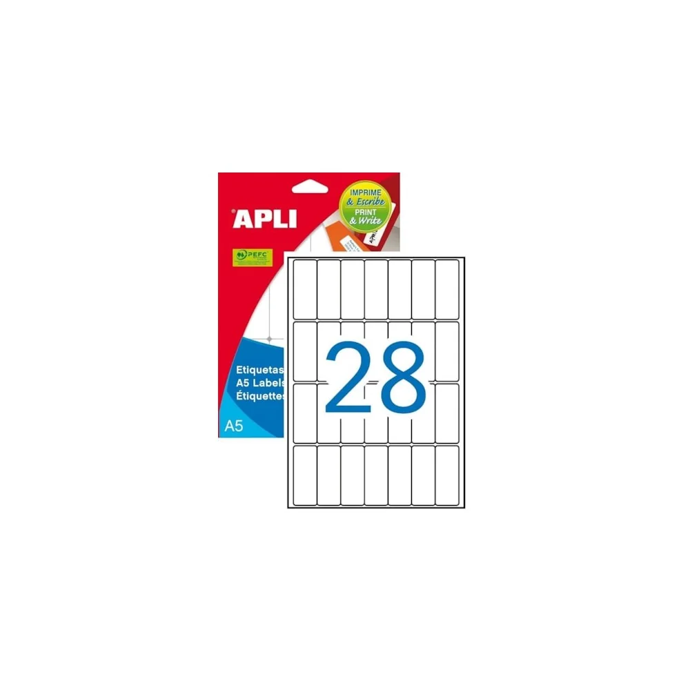 85126001867 - Etiquetas Adesivas Brancas APLI A5 1867 20x50mm 420 Etiq.
