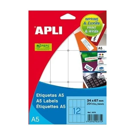 85126001861 - Etiquetas Adesivas Brancas APLI A5 1861 12x30mm 990 Etiq. 12fls 85126001861 - Etiquetas Adesivas Brancas APLI A5 1861 12x30mm 990 Etiq. 12fls