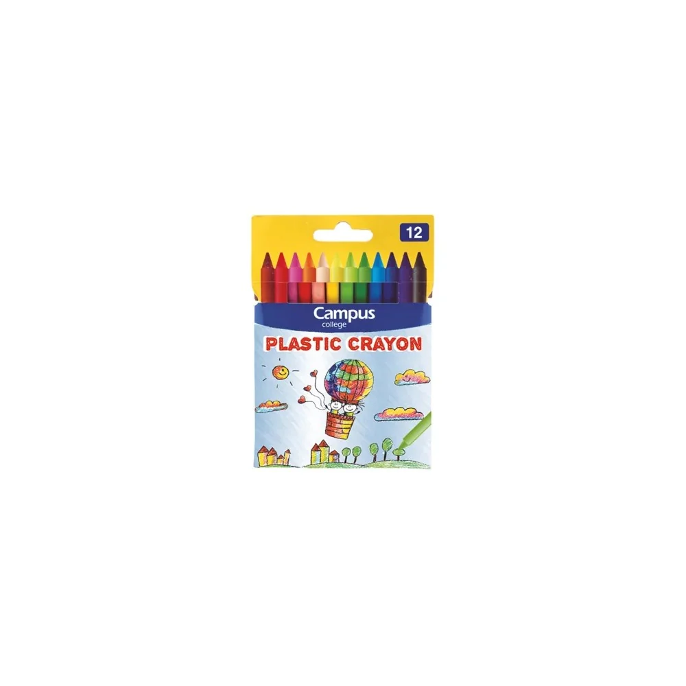 8426307024655 - Lápis de Cera Campus College Plastic Crayon Cx. 12uni