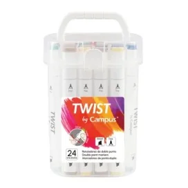 Marcadores Ponta Dupla Campus University Twist Double 24 Cores