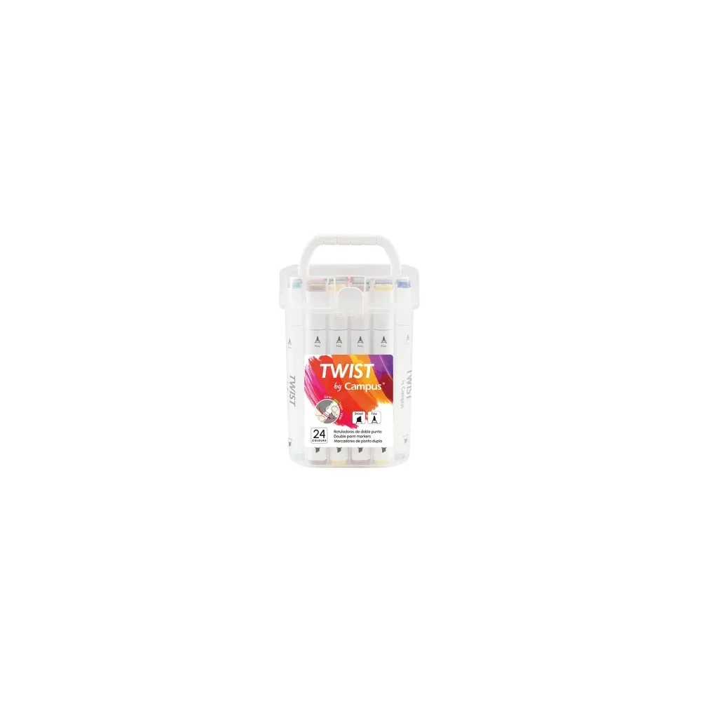 Marcadores Ponta Dupla Campus University Twist Double 24 Cores