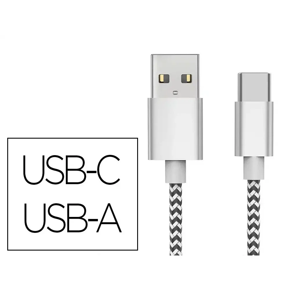 Cabo USB-A a USB-C Q-Connect Nylon 1M Branco