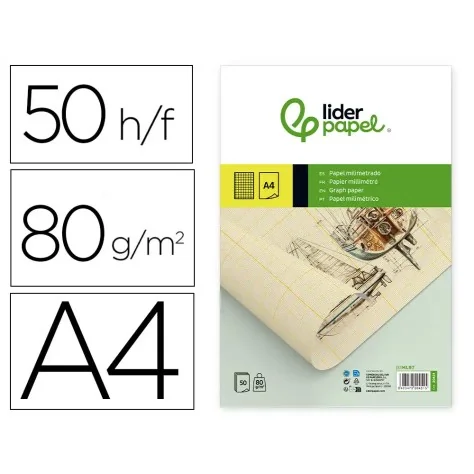 Bloco Papel Milimétrico Liderpapel A4 50fls 80gr