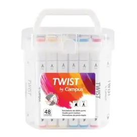 Marcadores Ponta Dupla Campus University Twist Double 48 Cores