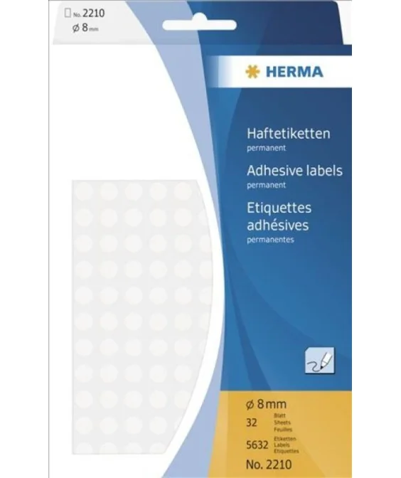 Blister Etiquetas Multiusos Herma 2210 Redondo 8mm Branco