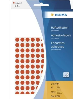 Blister Etiquetas Multiusos Herma 2212 Redondo 8mm Vermelho