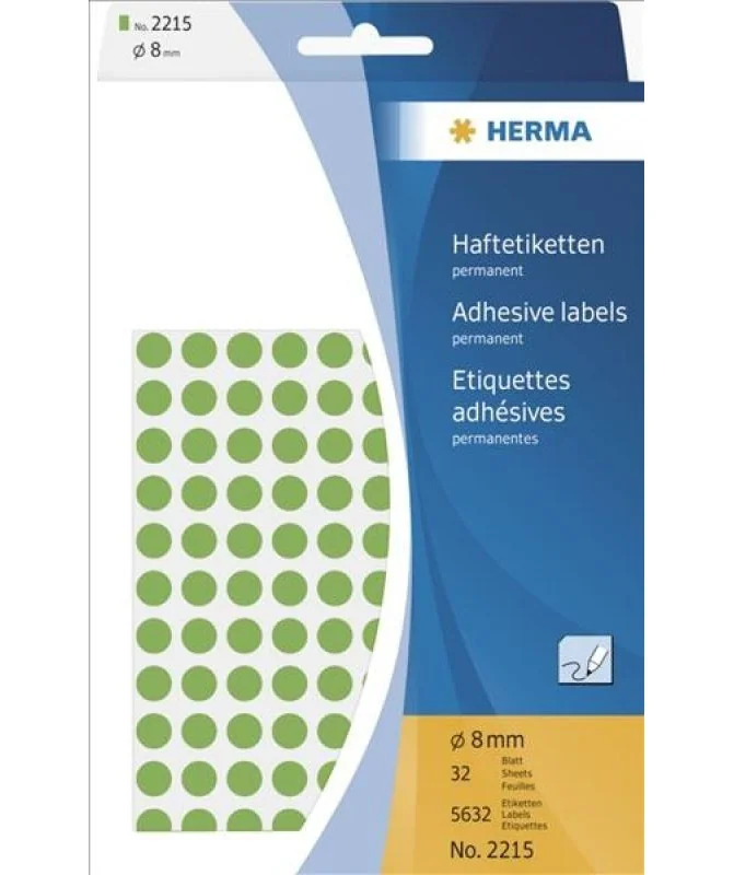 Blister Etiquetas Multiusos Herma 2215 Redondo 8mm Verde