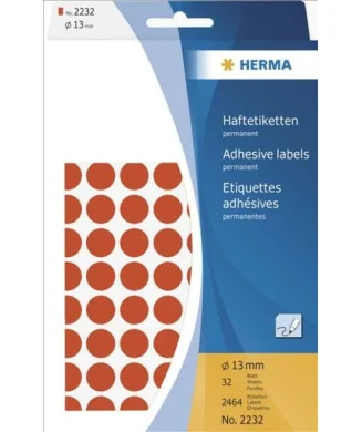 Blister Etiquetas Multiusos Herma 2232 Redondo 13mm Vermelho