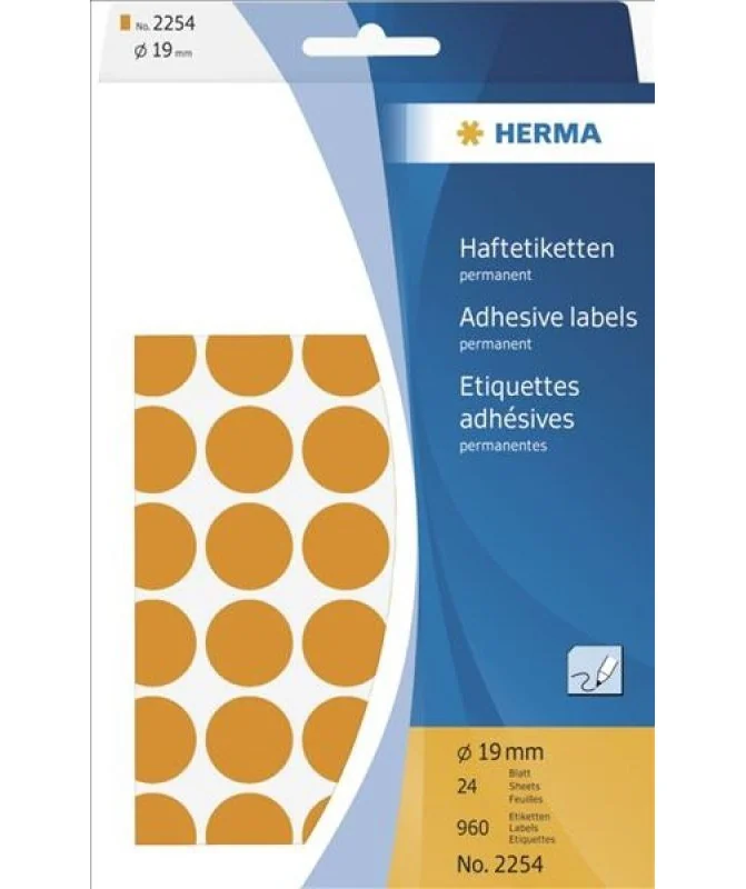 Blister Etiquetas Multiusos Herma 2254 Redondo 19mm Laranja