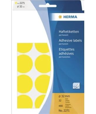 Blister Etiquetas Multiusos Herma 2271 Redondo 32mm Amarelo