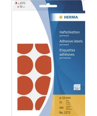 Blister Etiquetas Multiusos Herma 2272 Redondo 32mm Vermelho