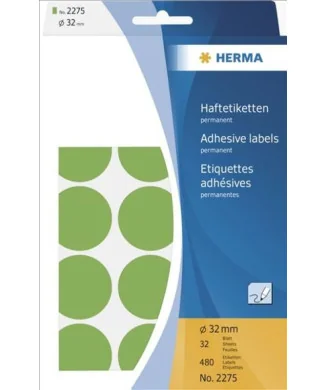 Blister Etiquetas Multiusos Herma 2275 Redondo 32mm Verde