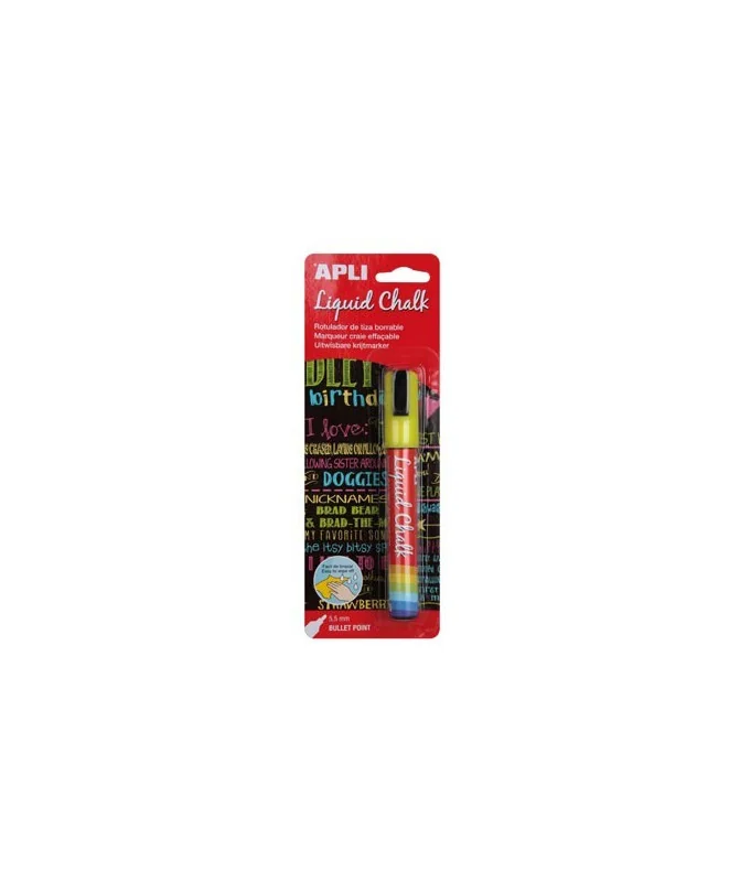 Marcador de Giz Liquido Apli Ponta Redonda 5.5mm 13956 Amarelo