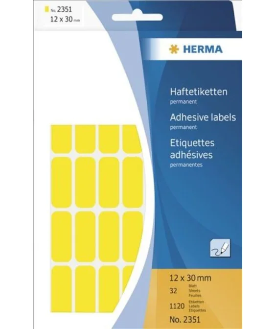 Blister Etiquetas Multiusos Herma 2351 12x30mm Amarelo