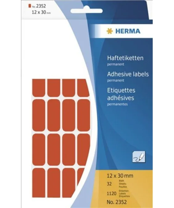 Blister Etiquetas Multiusos Herma 2352 12x30mm Vermelho