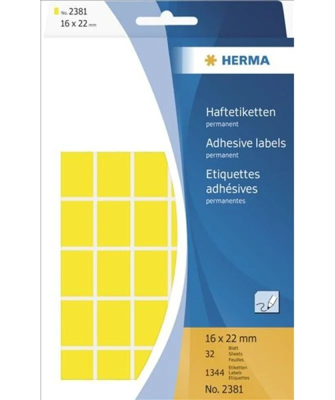 Blister Etiquetas Multiusos Herma 2381 16x22mm Amarelo