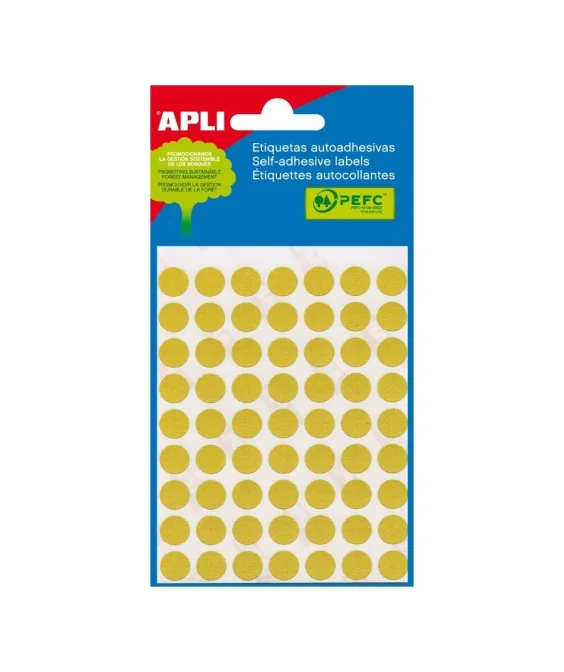 Blister Etiquetas Redondas Apli 8mm 2044 Amarelo