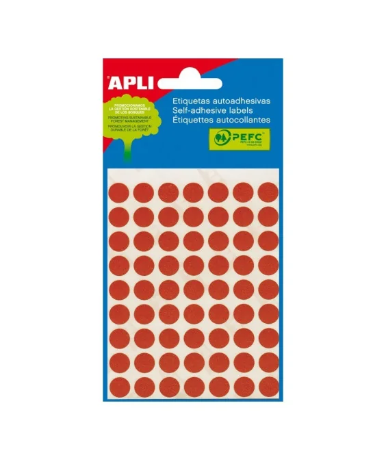 Blister Etiquetas Redondas Apli 8mm 2046 Vermelho