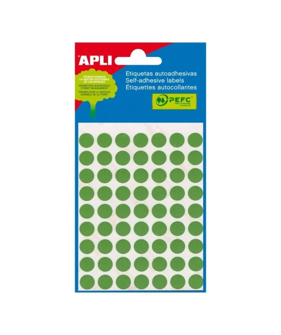 Blister Etiquetas Redondas Apli 8mm 2047 Verde