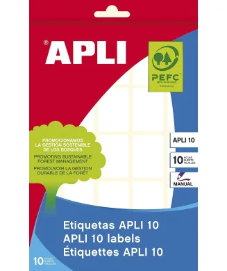 Pack 10Fls. Etiquetas Adesivas Brancas APLI 1641 19x40mm