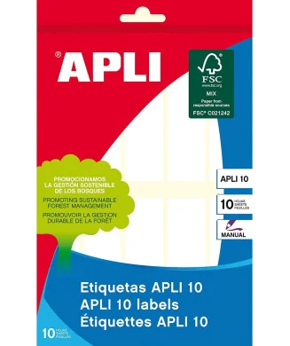 Pack 10Fls. Etiquetas Adesivas Brancas APLI 1643 20x75mm