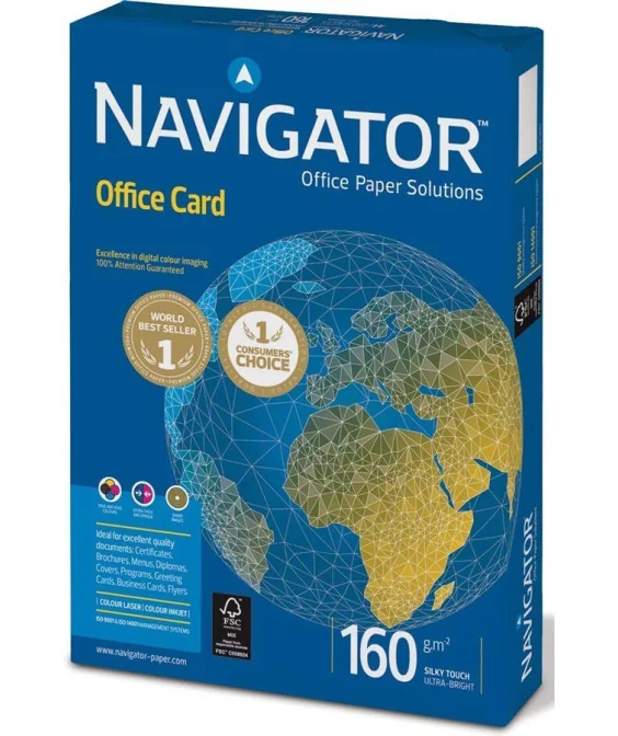 Pack 250 Folhas Papel Fotocópia Navigator A3 160g Branco