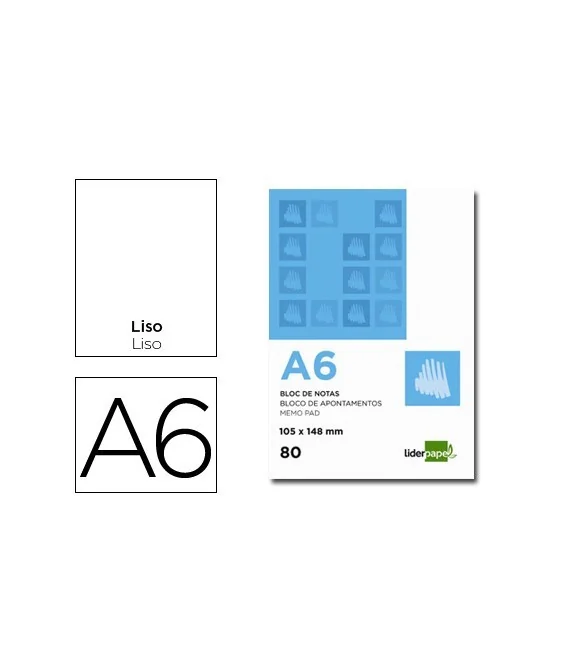 Bloco de Apontamentos Liderpapel A6 Liso