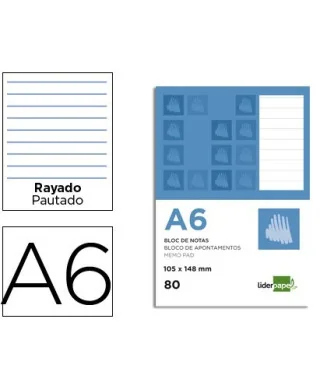 Bloco de Apontamentos Liderpapel A6 Pautado