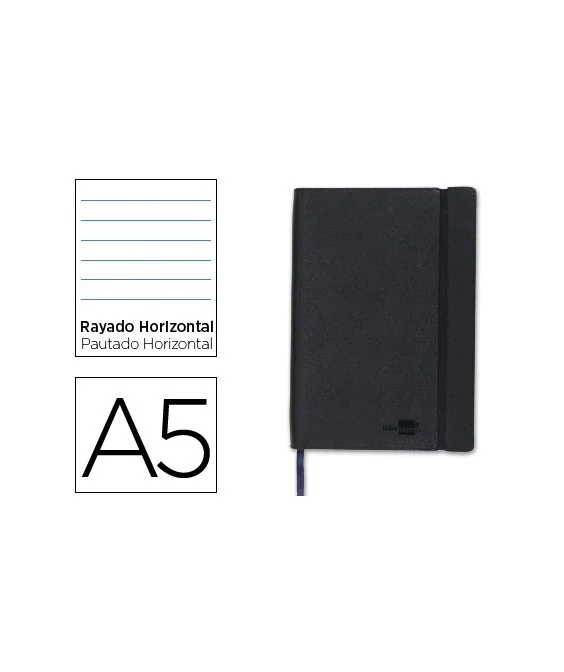 Caderno Apontamentos Liderpapel A5 Pautado Preto