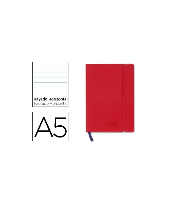 Caderno Apontamentos Liderpapel A5 Pautado Vermelho