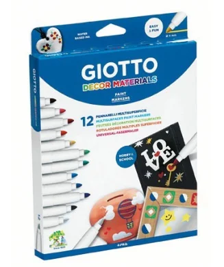 Caixa 12 Marcadores Feltro Giotto Decor Materials 453400