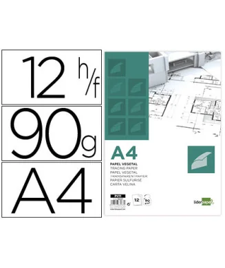 Bloco Papel Vegetal Liderpapel A4 210x297mm 90gr C/ 12 Folhas