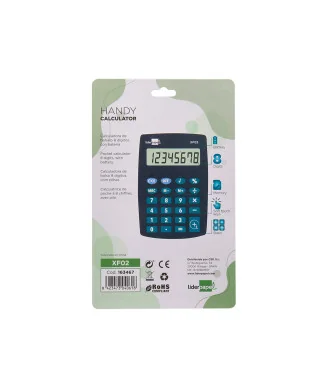 Calculadora de Bolso Liderpapel XF02 8 Dígitos Azul 99x64x9mm