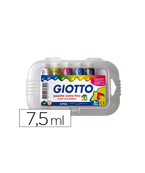 Estojo c/ 5 Tubos Guache Escolar Giotto 7.5 ml Sortido